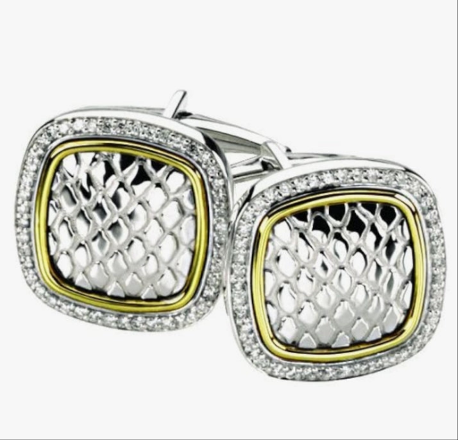 1/2 Cttw Diamond Snake Print Cuff Links (.50 Cttw) (Width = 18mm)