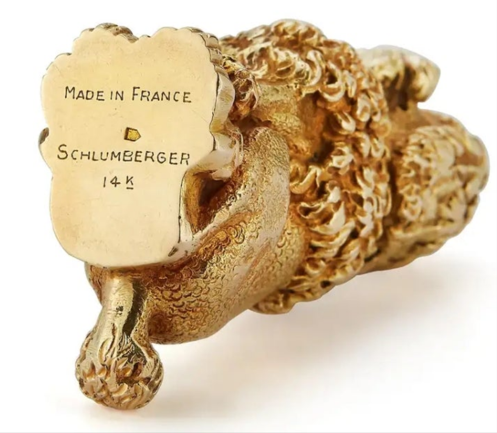 14k Gold Ruby Schlumberger Gold Poodle Lighter circa 1950s