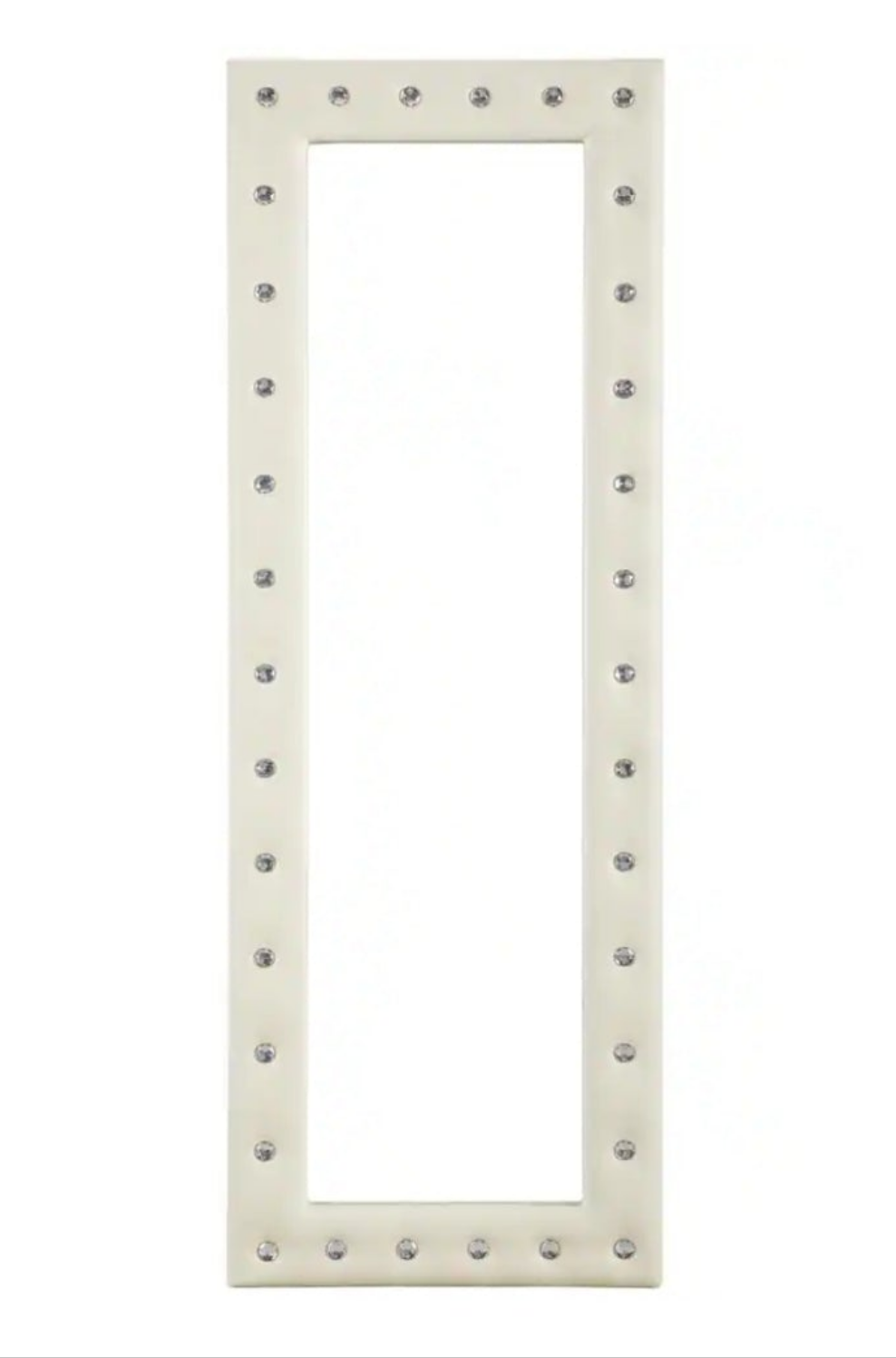 My 22 in. W x 63 in. H Modern Crystal Tufted Rectangle Framed Pink Leaning Mirror in beige as well