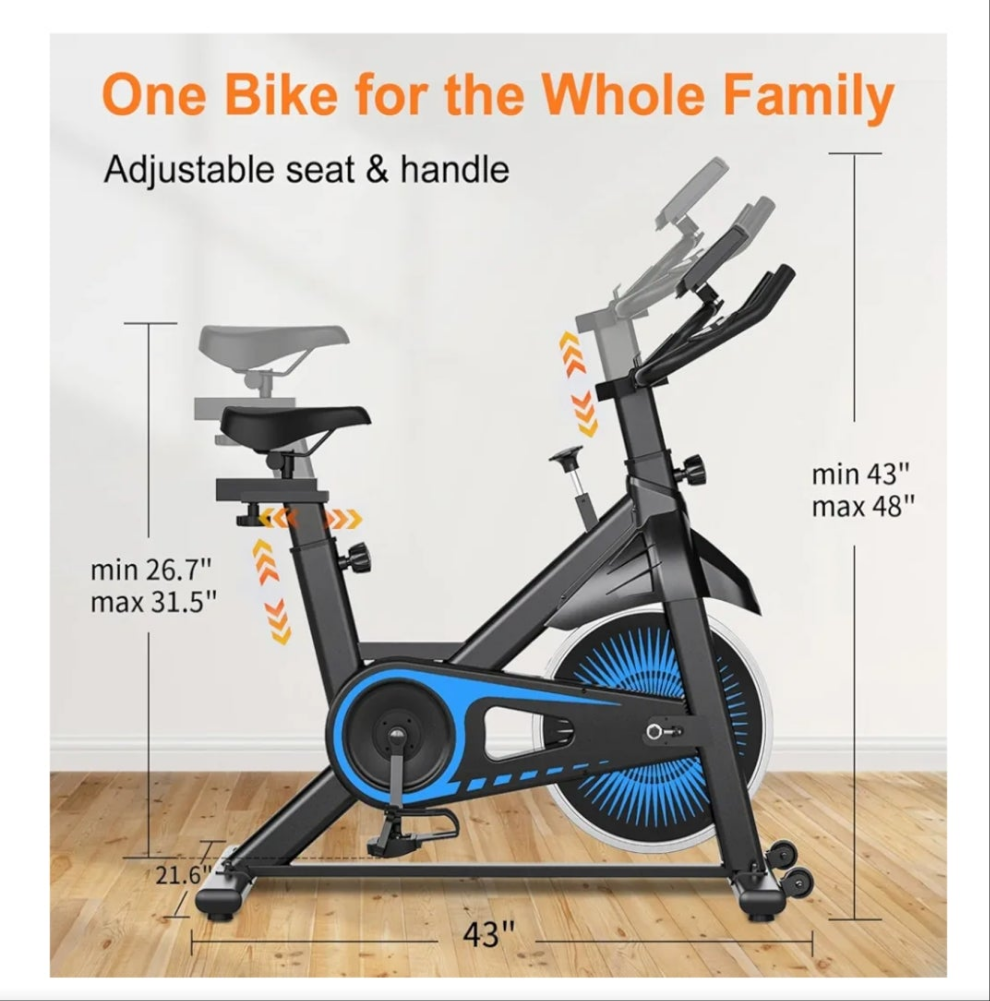 Exercise Bike Indoor Cycling Bike for Home Cardio Gym Workouts Stationary Bikes for Home with 300 lbs Weight Capacity, Blue