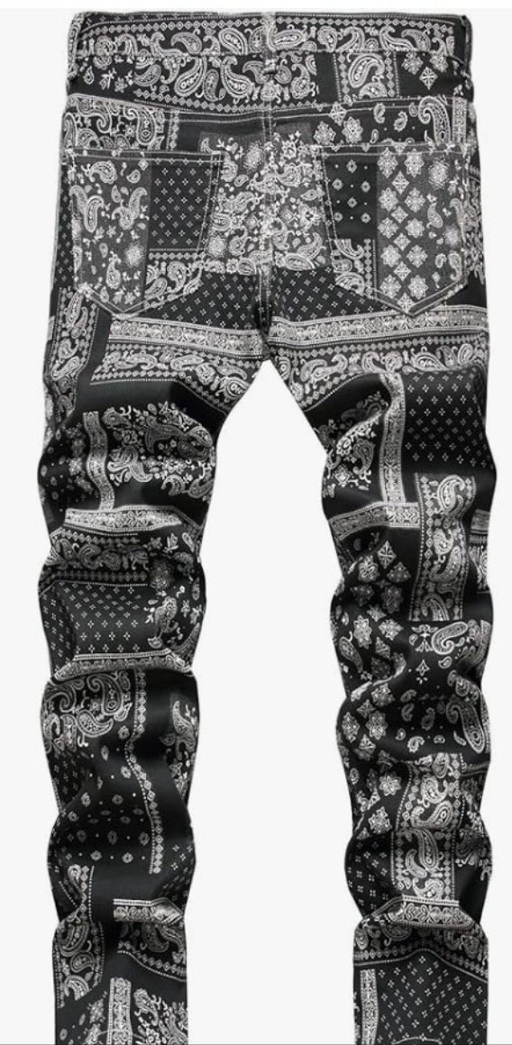 Men's Printed Jeans Skinny Denim Pants