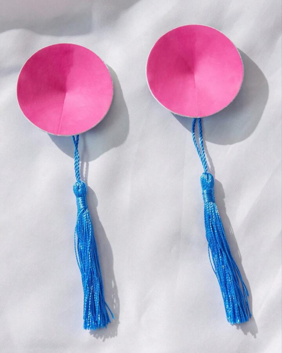 Blue bling nipple pasties with tasselse