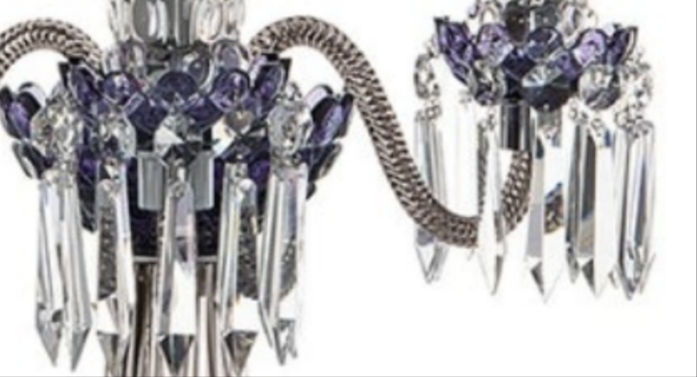ARLEQUIN AMETHYST CRYSTAL CANDELABRA Saint-Louis Crystal Arlequin Three-Light Electric Candelabra or Five-Light