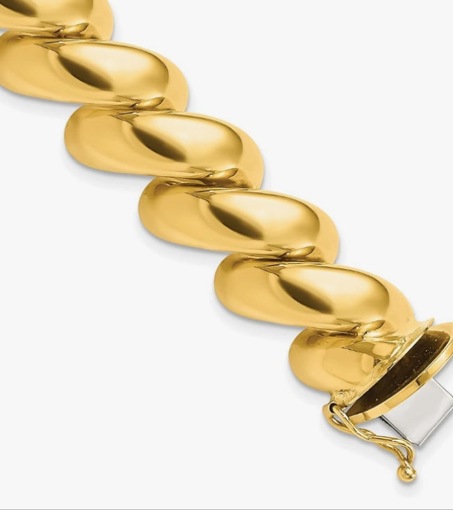 COCOMONEY 14K Solid Yellow Gold San Marco Chain Bracelet