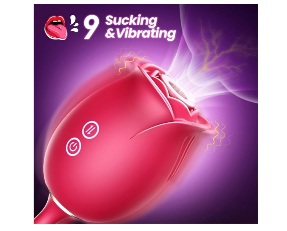 Vibrator Dildo Sex Toys for Women - MOOLIGIRL Rose Sex Toy with Thrusting G Spot Vibrators & 10 Sucking Modes for Clitoral Nipple Stimulation Anal Double-Ended Dildos Adult Sex Toys Games for Couples