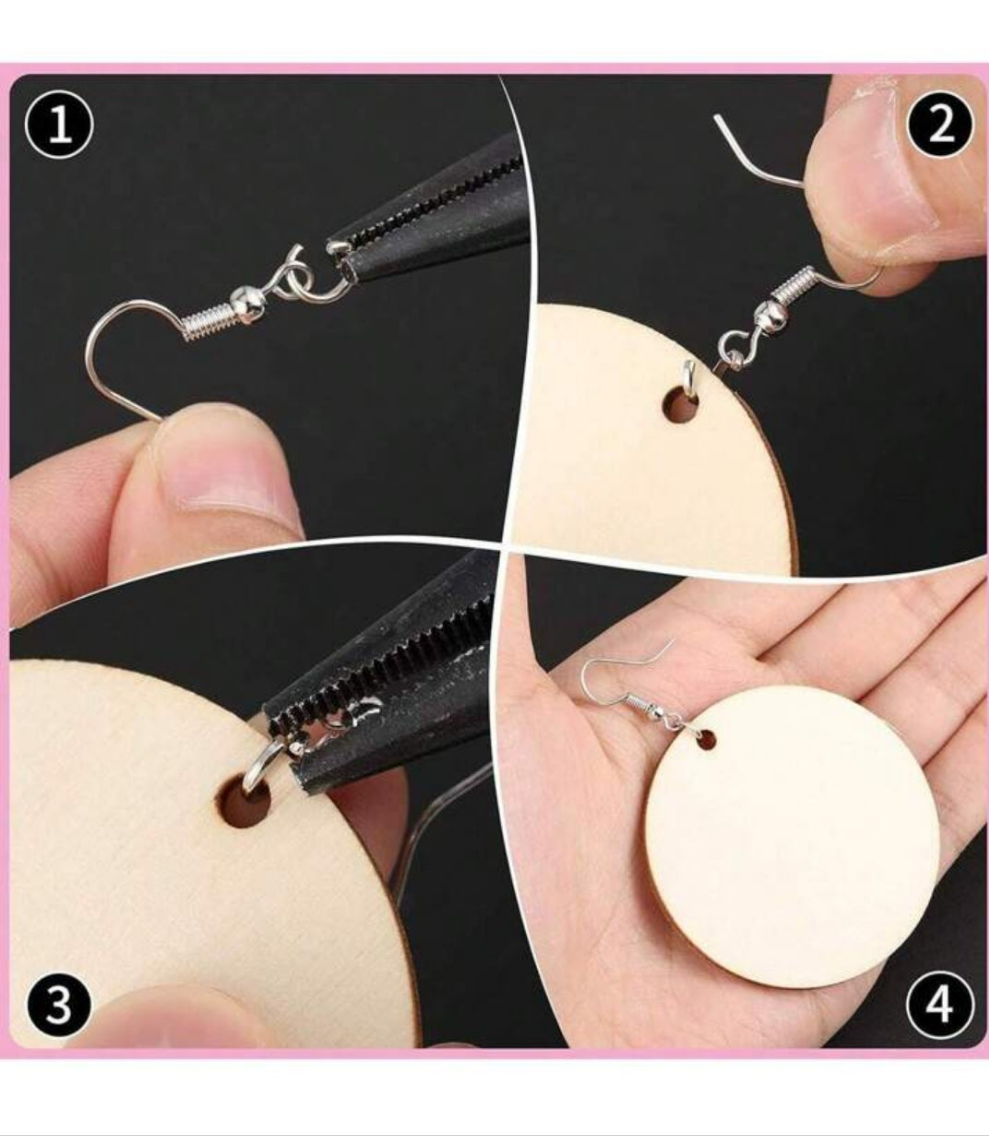 200pcs Unfinished Wooden Round Earring Kit - Create Your Own Unique Bohemian Style Jewelry With DIY Craft Supplies For Handmade Accessories
