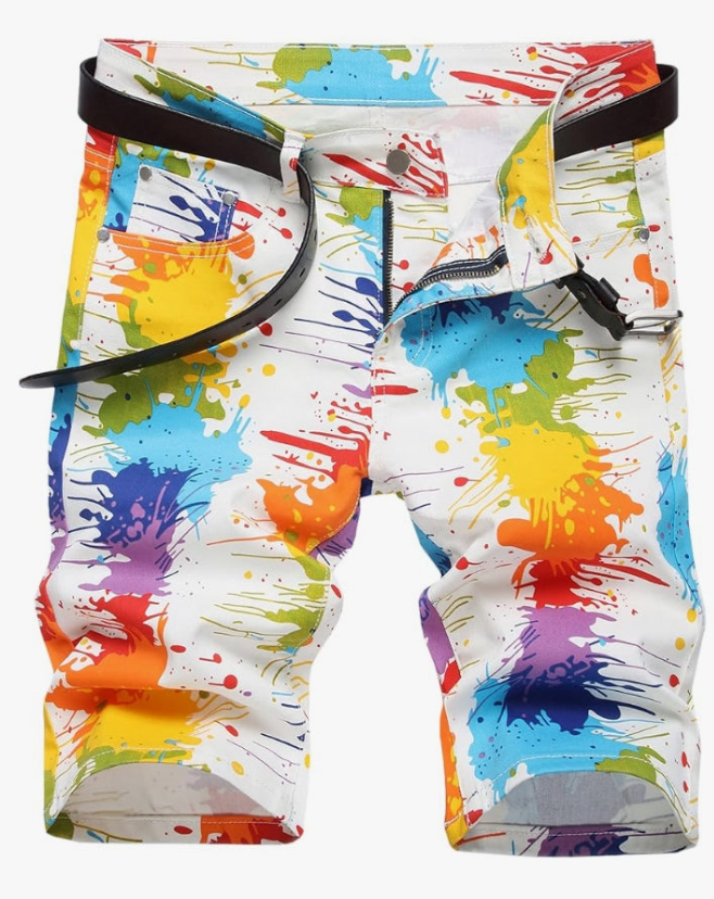Men's Casual Printed Slim Fit Denim Shorts