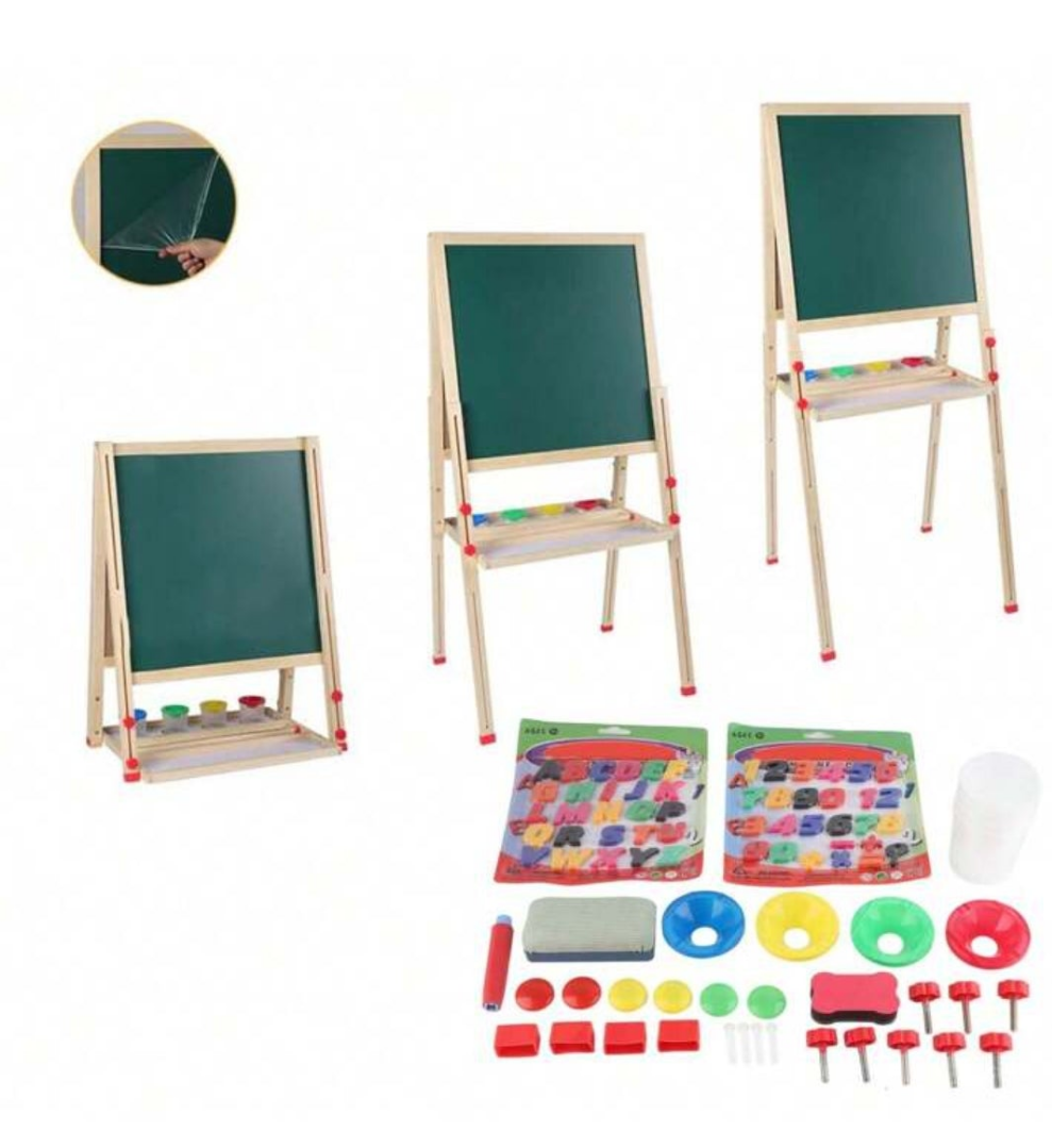 All In One Wooden Art Easel With Magnetic Snap Eraser Set