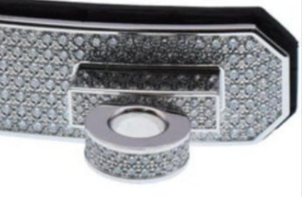 Hermes "KELLY" Diamond Buckle Crocodile belt 18k white gold and diamond