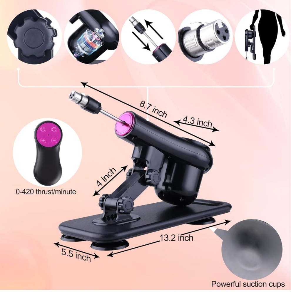 Sex Machine Dildo Machine for Women,Fuck Machine with Powerful Suction Cups,Thrusting Machine with 3Xlr Connector,Thrusting Machine with 8 Attachments Sex Toys