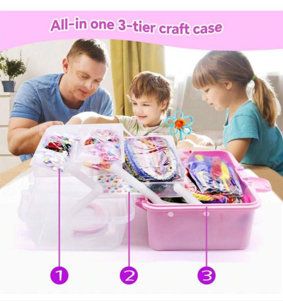2500+PCS Arts And Crafts Supplies For Kids, DIY Craft Supplies Kit Box For Ages 6-8, Arts And Crafts Kit, Crafting Supply Set For Girls Boys Birthday Christmas Gifts