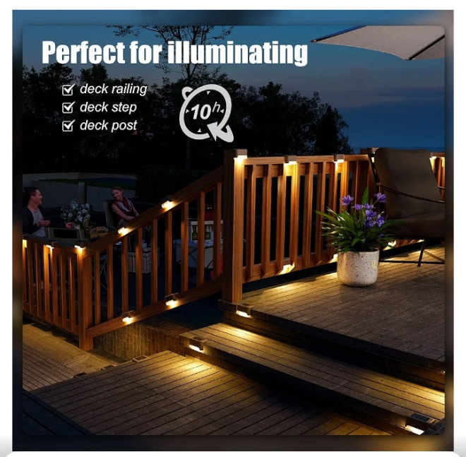 Solar Deck Lights, 16 Pack Waterproof LED Lights for Decks, Stairs, Fences, Yards and Patios white