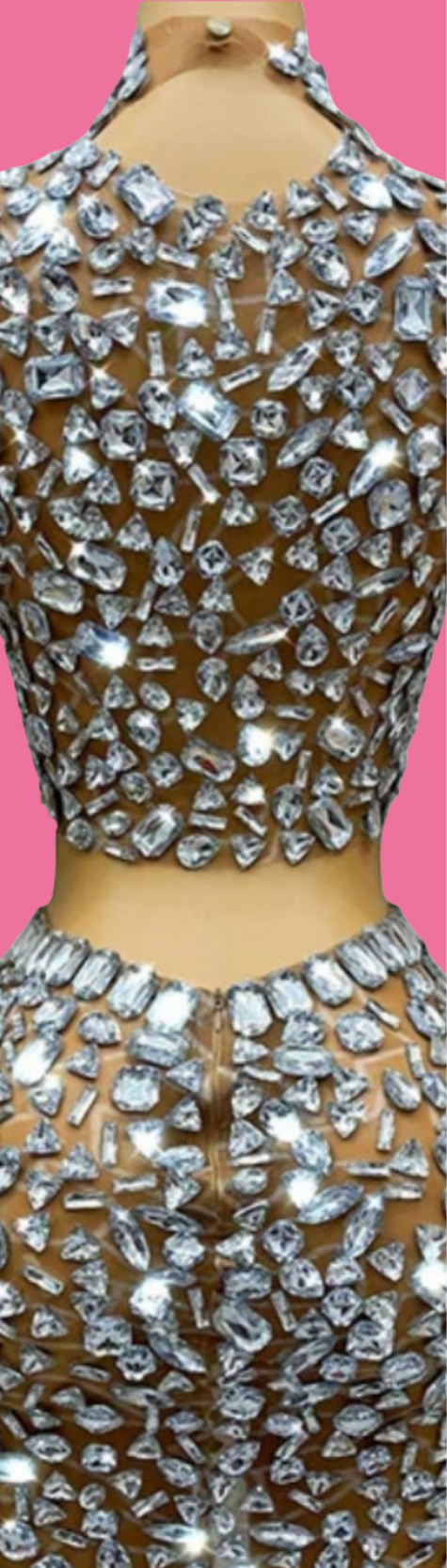 COCOMONEY Crystal Mesh Two-Piece Set