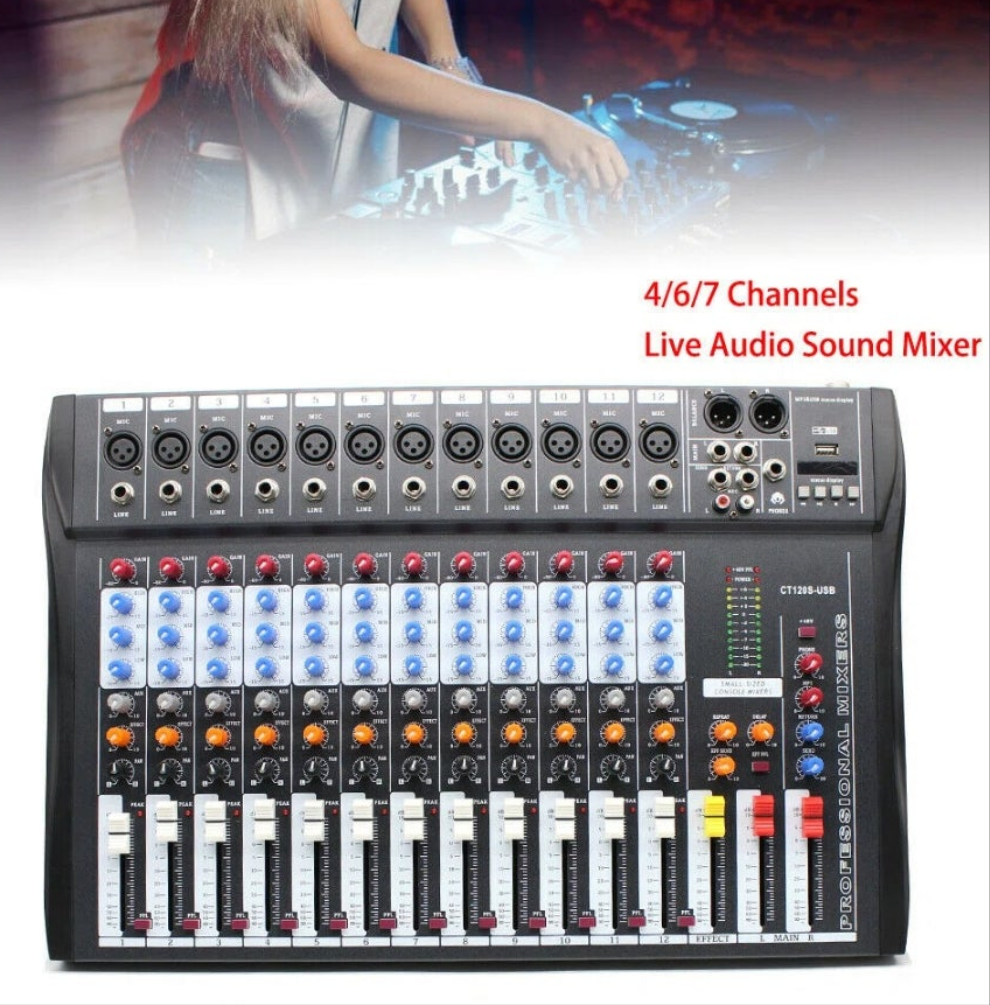 12 Channel Mixing Console Audio Mixer DJ Controller Professional