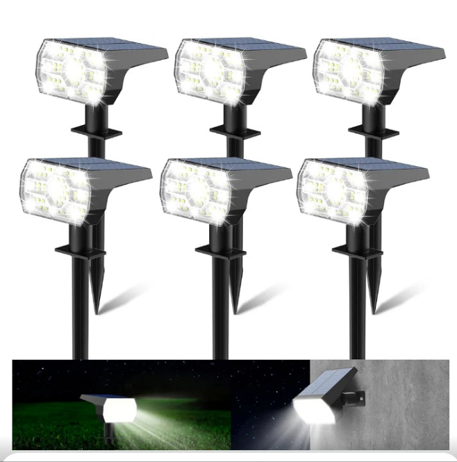 Solar Spot Lights Outdoor Waterproof, 3 Lighting Modes Solar Landscape Lights for Outside, 56LED Solar Powered Lights Dusk to Dawn Pack of 6