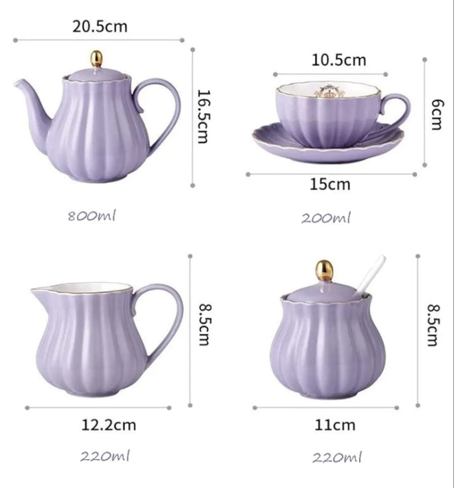 ROYAL COLLECTION 16 Pieces Porcelain Tea Sets Ceramic Coffee Tea Gift Sets British Royal Teapot Sugar Bowl Creamer Pitcher and Teaspoons, Teapots