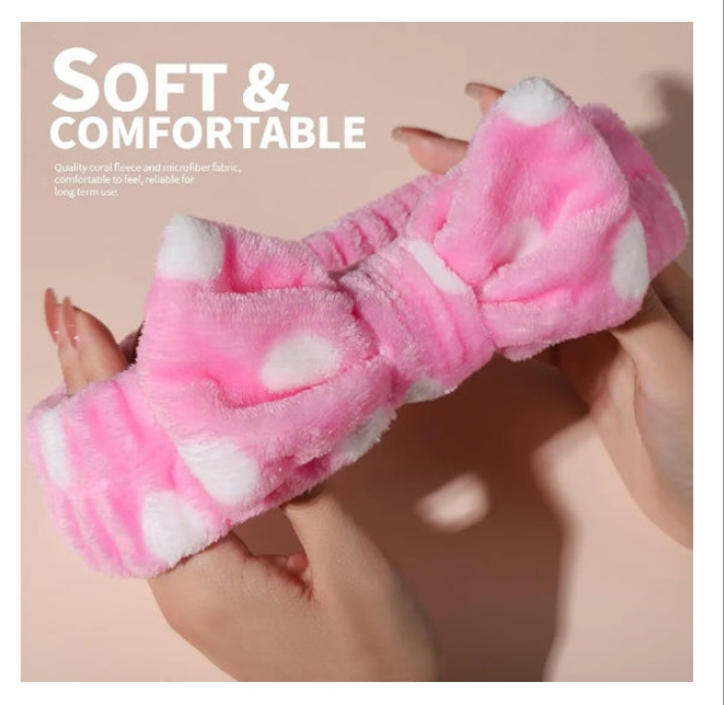 5pcs Makeup Headband with Removable Bow, Spa Headband for Washing Face, Makeup, Shower, Microfiber Headband