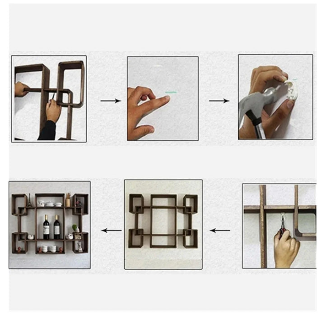 Floating Shelves Solid Wood, Wall-Mounted Display Storage Shelf, Multi-Layer Wall Hanging Teapot and Tea Set Shelf Wall Shelves,Large