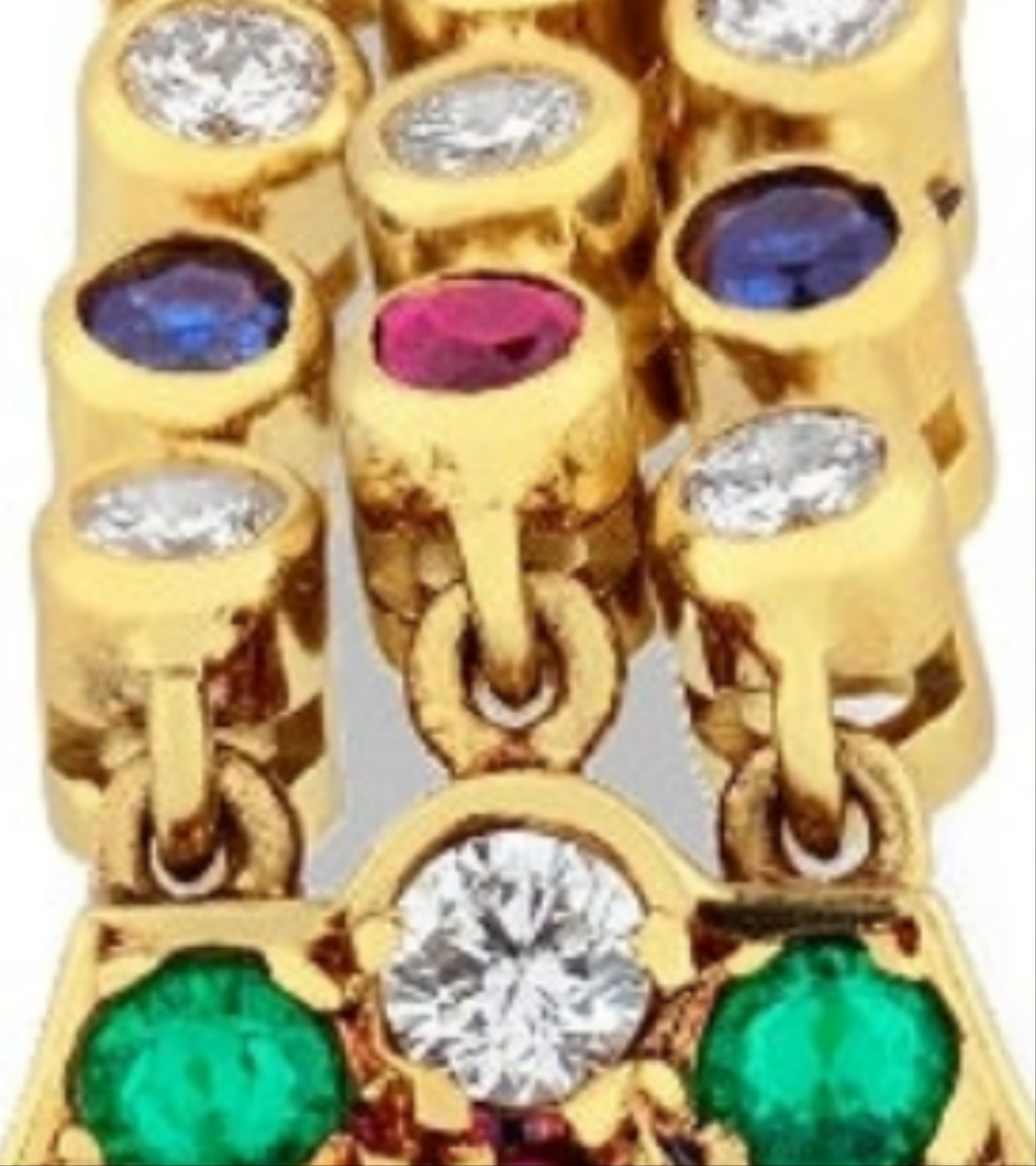 Chopard Diamond, Emerald, Ruby and Sapphire Watch 20 sapphires totaling 1.50 carats, 20 emeralds totaling 2.00 carats and 20 rubies totaling 1.50 carats
