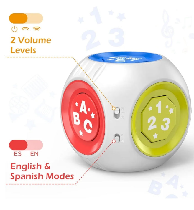 Bilingual Cube Learning Toy for 1+ Year Old Boy Girl Gift, Musical Developmental Baby Toy 12-18 Month, Educational Toy for Toddler Age 1-2, First Christmas 1st Birthday Gifts for One Year Old
