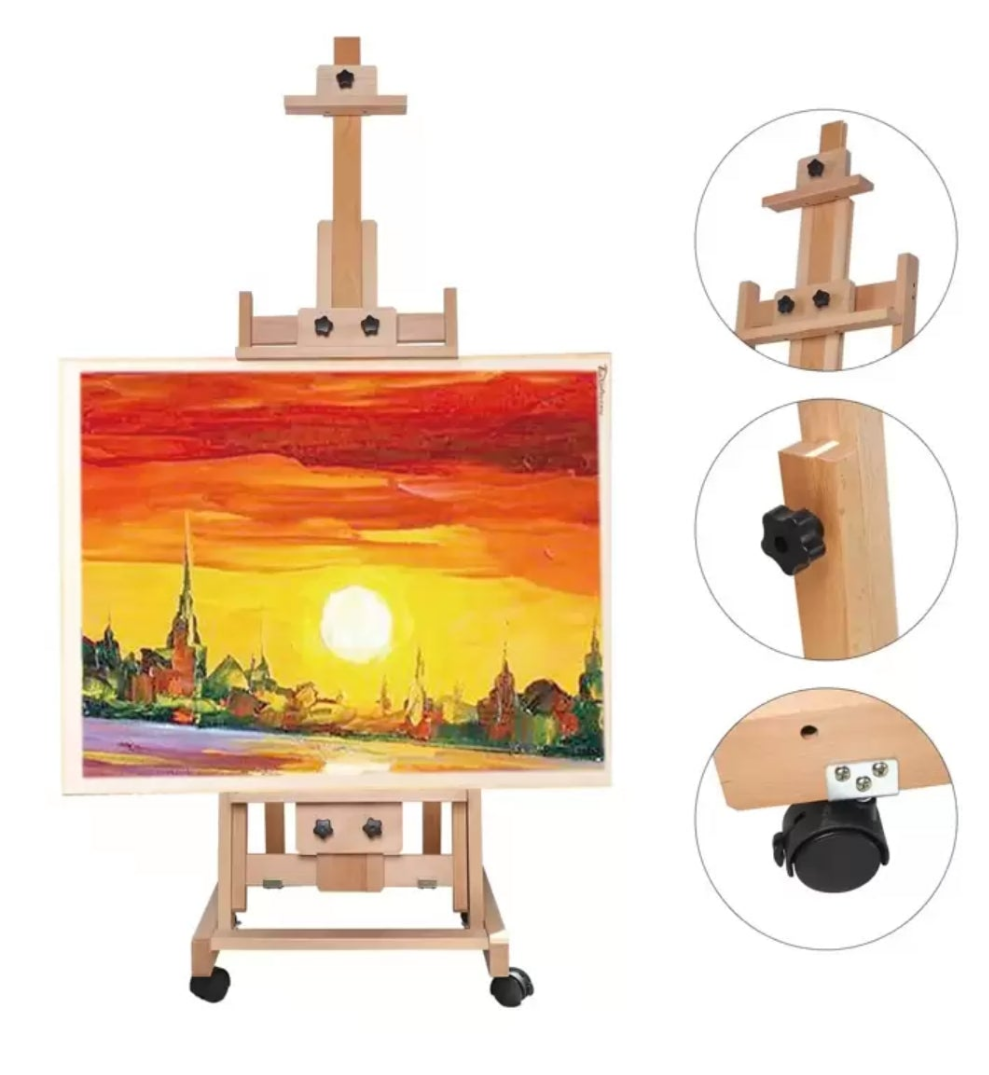 Studio Easel, Dual-Purpose Floor Folding Sketching Easel For Painting, Sketching, Display, Etc