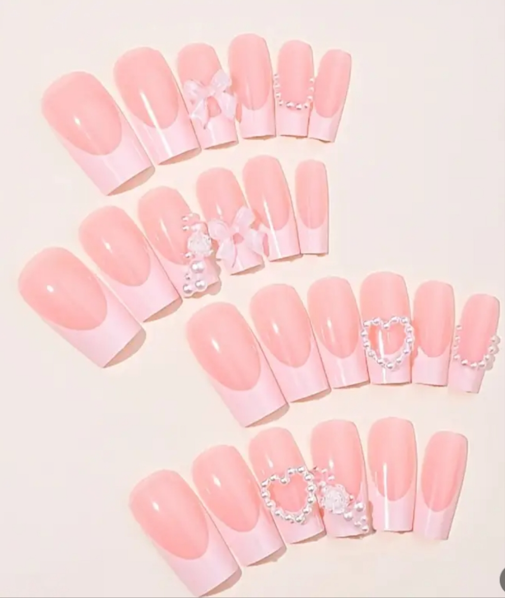 24 pcs acrylic Cocomoney nails with glue and nail accessories