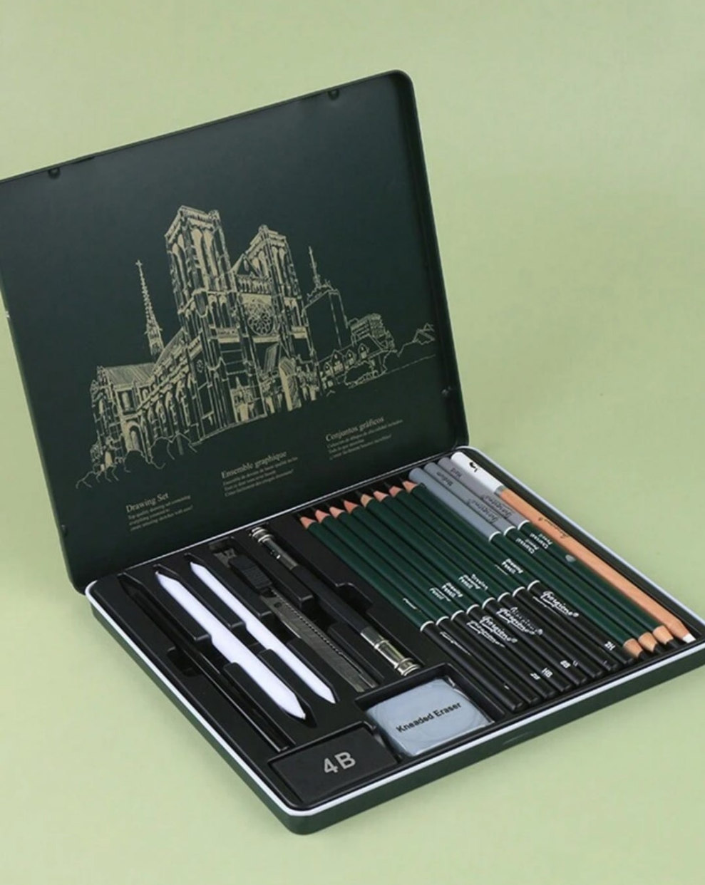 Art Supplies Set - A 10/12/19/27-Piece Sketching Pencil Set, Complete With A Portable Metal Box And Drawing Pencils, Perfect As An Essential Item And Gift For Art Students And Amateurs. Wood