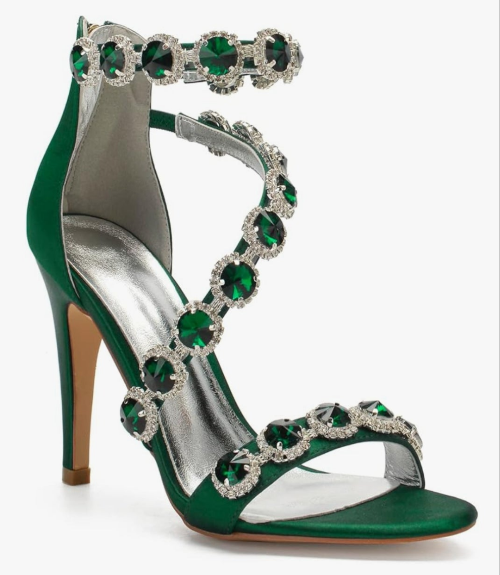 Ankle Strap High Heel Pumps Crystal Formal Evening Prom Party Dress Shoes stunning