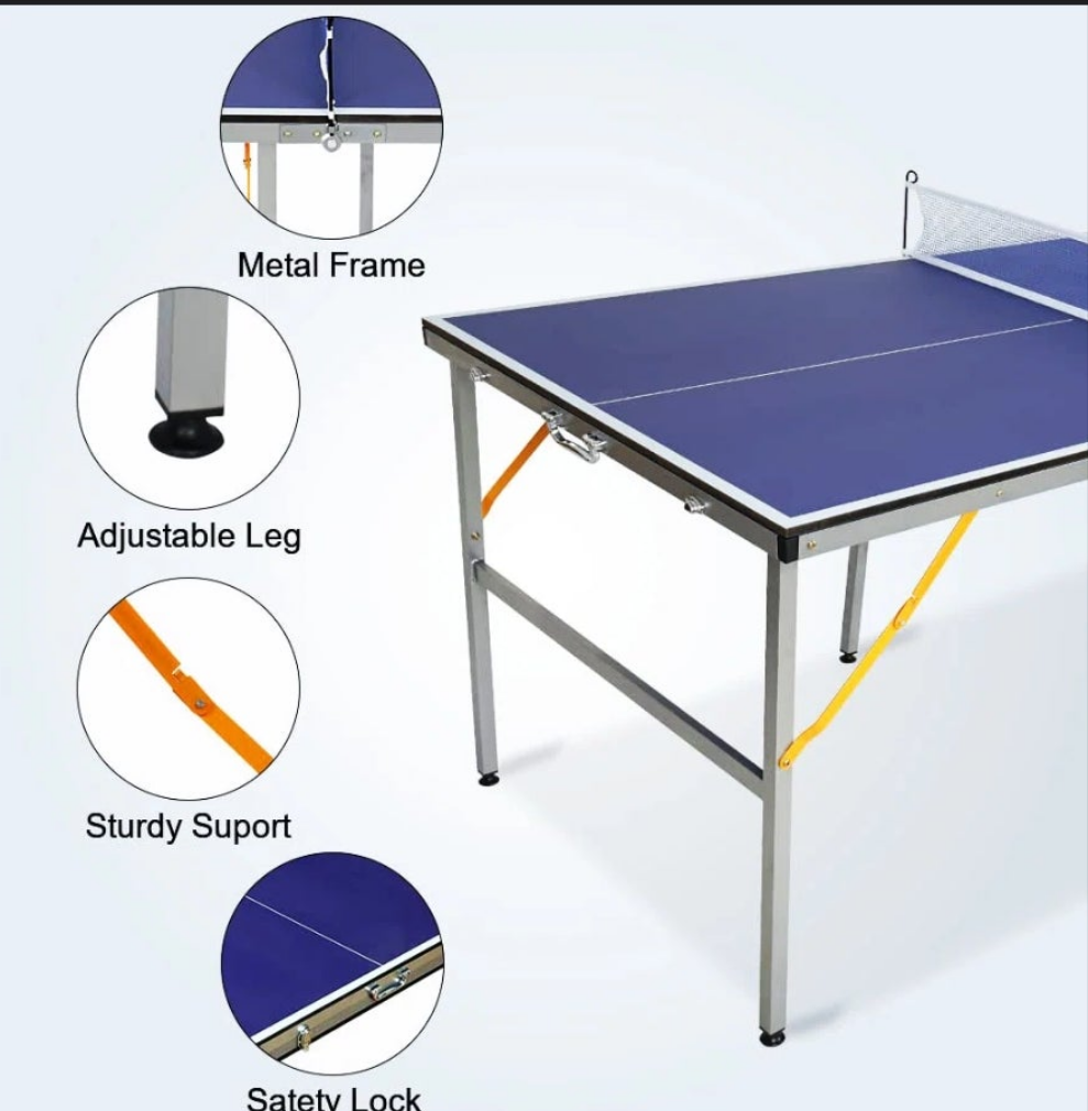 Tennis Table Foldable & Portable Ping Pong Table Set, 2 Table Tennis Paddles & 3 Balls