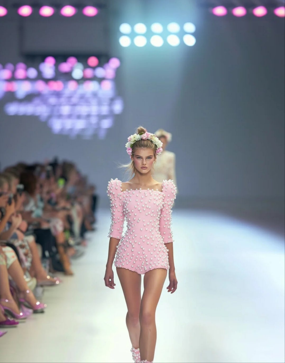 Pearls Half Sleeve Jumpsuit-Pink COCOMONEY