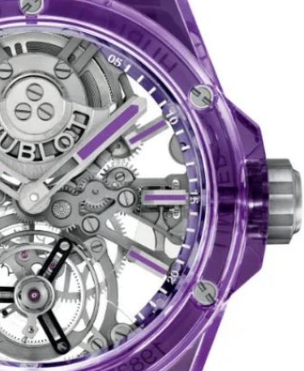 HUBLOT Big Bang Integrated Tourbillon Full Purple Sapphire 43 mm Transparent Dial Polished Purple Sapphire Crystal Bracelet 455.JM.0120.JM
Ref: 455.JM.0120.JM