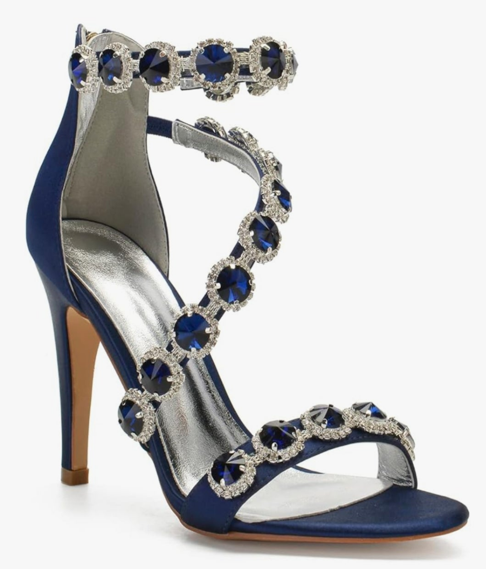 Ankle Strap High Heel Pumps Crystal Formal Evening Prom Party Dress Shoes stunning