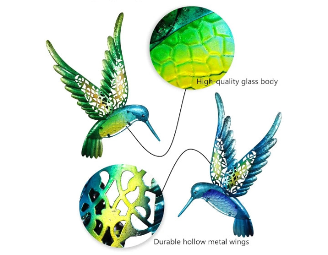 Metal Hummingbird Wall Art 15inch Metal Birds Wall Sculpture Garden Decoration Outdoor Statu