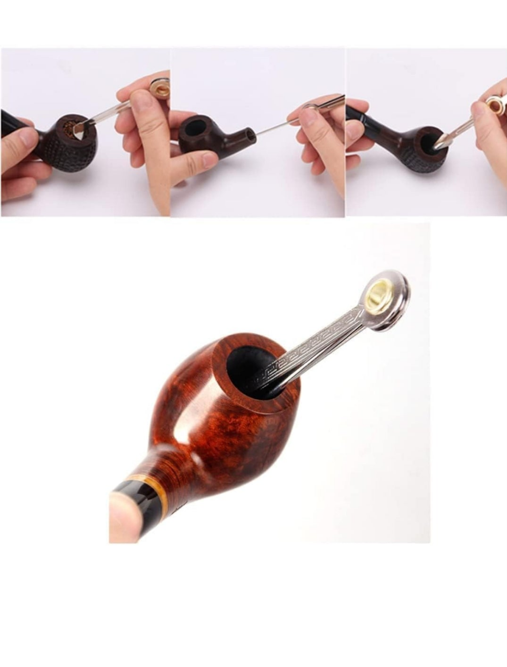 3-In-1 Pipe Scraper Set for Tobacco Pipe Folding Cleaning Ashtray Accessories, silver