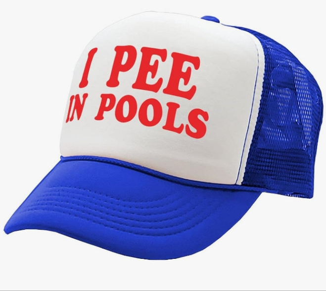 I Pee in Pools - Funny Dare Gag Gift Joke - Vintage Retro Style Trucker Cap Hat