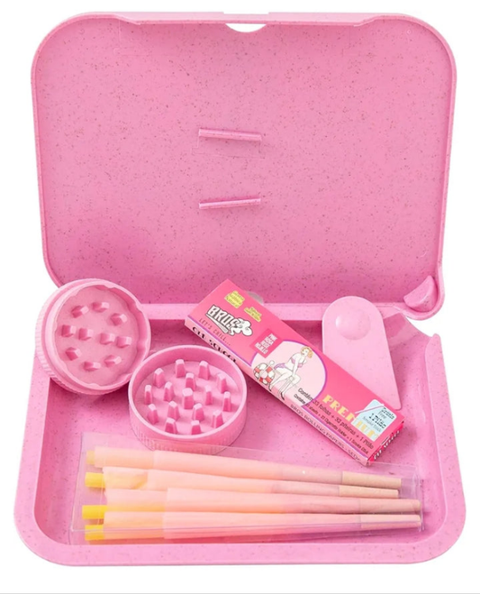 4-Pack Grinder And Tray Set, Grinder Kit and Accessories(Pink)
