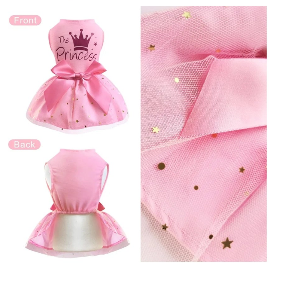 Princess Dog or Cat Dress Tulle Puppy Skirt Pet Apparel Dog Tutu with Bowknot,Birthday Dresses Daisy Sleeveless Holiday Clothes for Small Dogs Girls and Cats,