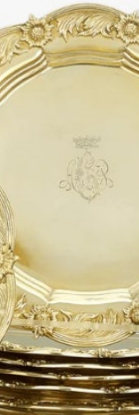 Chrysanthemum Silver Gilt Salad Plates by Tiffany & Co. 8 set