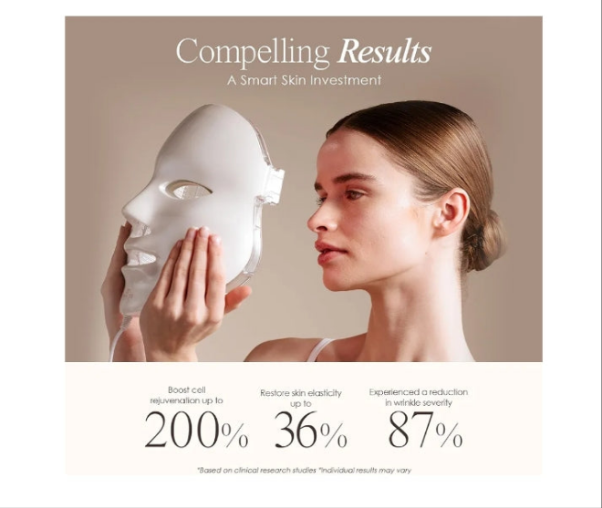 Skin Rejuvenation Photon Mask | LED Face Mask Light Therapy Red Blue Light Anti-Aging Wrinkle Spa Facial Treatment Home Skincare Mask