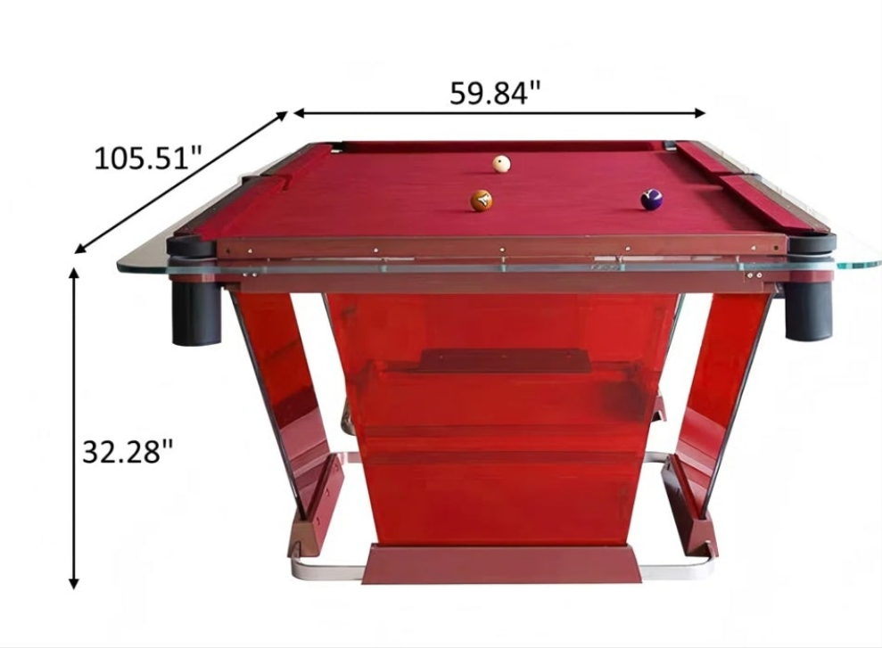 Eight-foot Red Indoor Home Billiard Table with a special free cue ball from Cocomoney