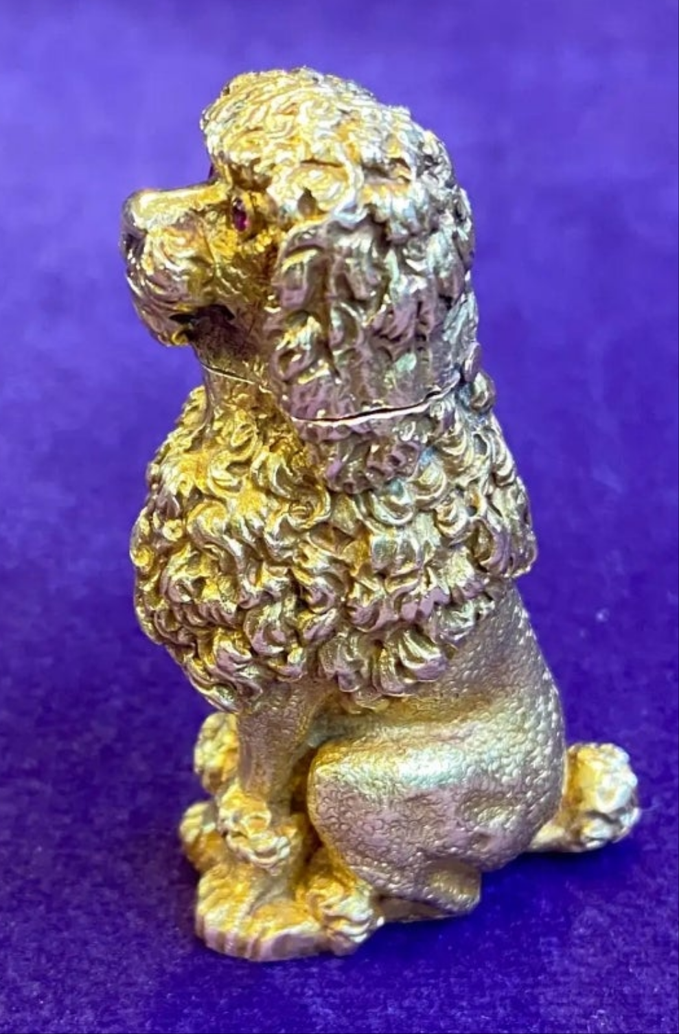 14k Gold Ruby Schlumberger Gold Poodle Lighter circa 1950s