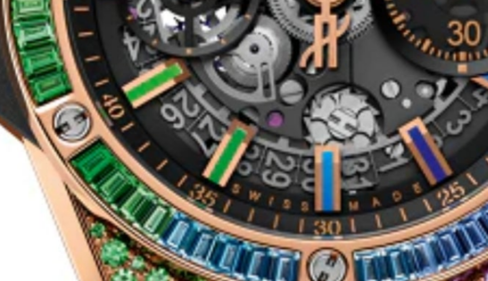 Hublot Big Bang Chronograph 18K King Gold & Colored Gemstones Man's Watch, 451.OX.1180.OX.3999