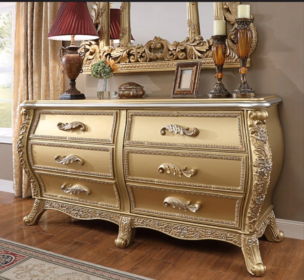 LEATHER 5PC BEDROOM | BRIGHT GOLD