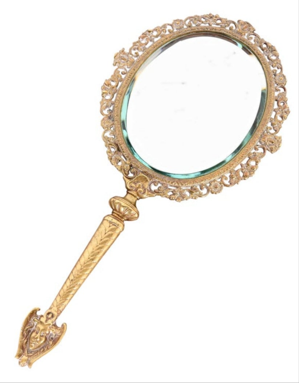 Antique Tiffany & Co. Bronze Doré Medusa Vanity Hand Mirror, Circa 1910