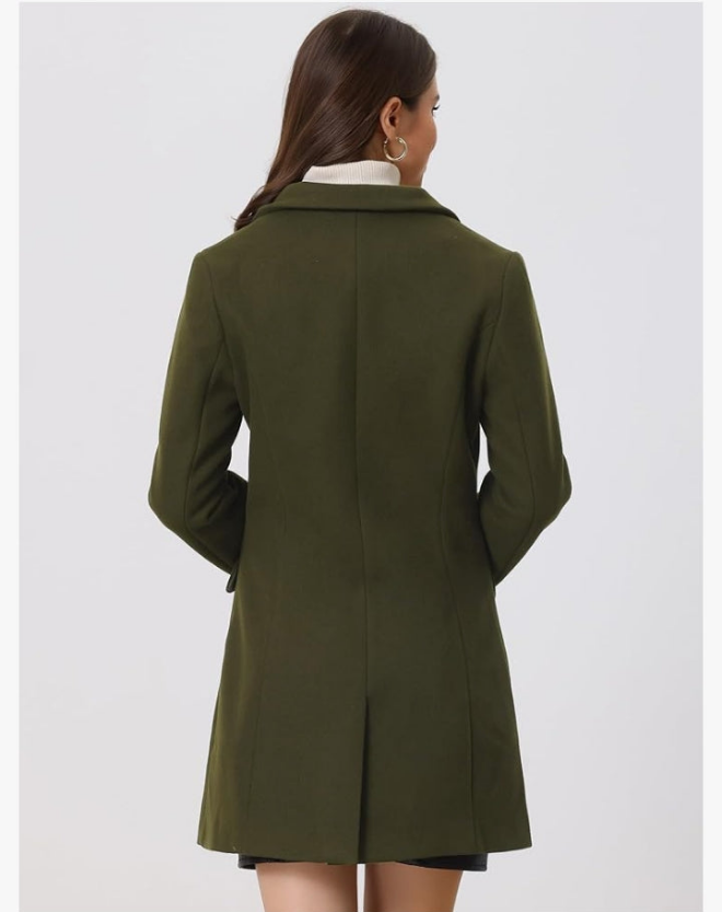 Pea Coat Single Breasted Long Winter Coats for Women