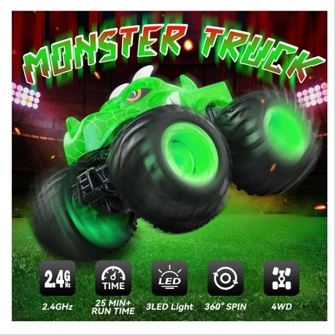 Remote Control Car, 2.4GHz Monster Trucks Toys with Light Spray, Brithday Gift for Kids 3 4 5 6 7 8, All Terrain RC Cars, Toddler Toys for Boys Girls 3+ Year Old