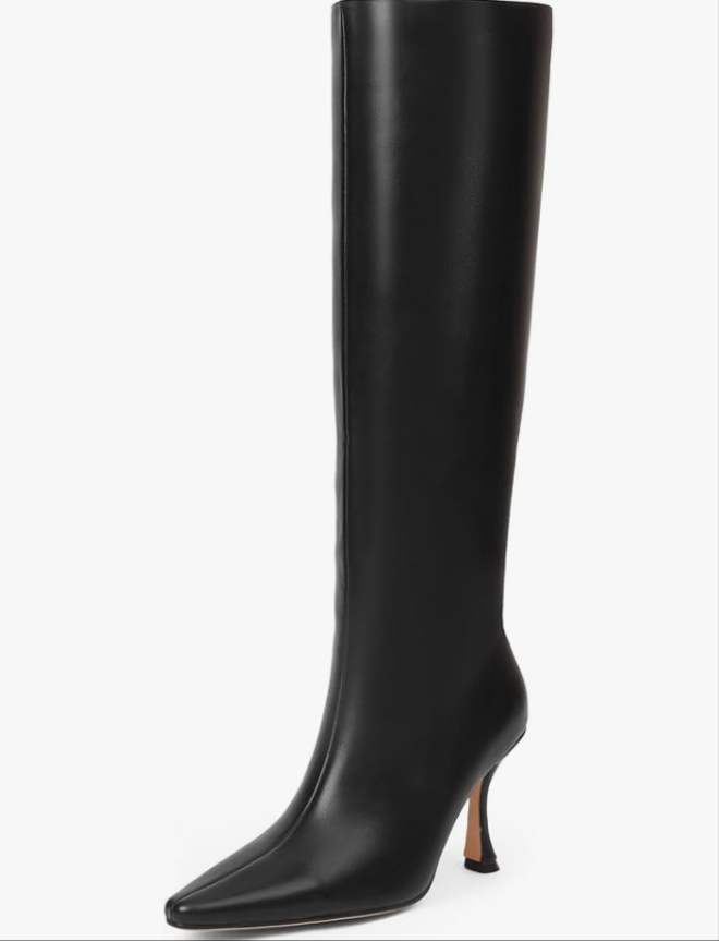 Knee High Boots for Women Pointed Toe 3.5 IN Stiletto Heel Women Boots Zipper Knee High Boots Dress Fashion Trendy Sexy High Heel Boots