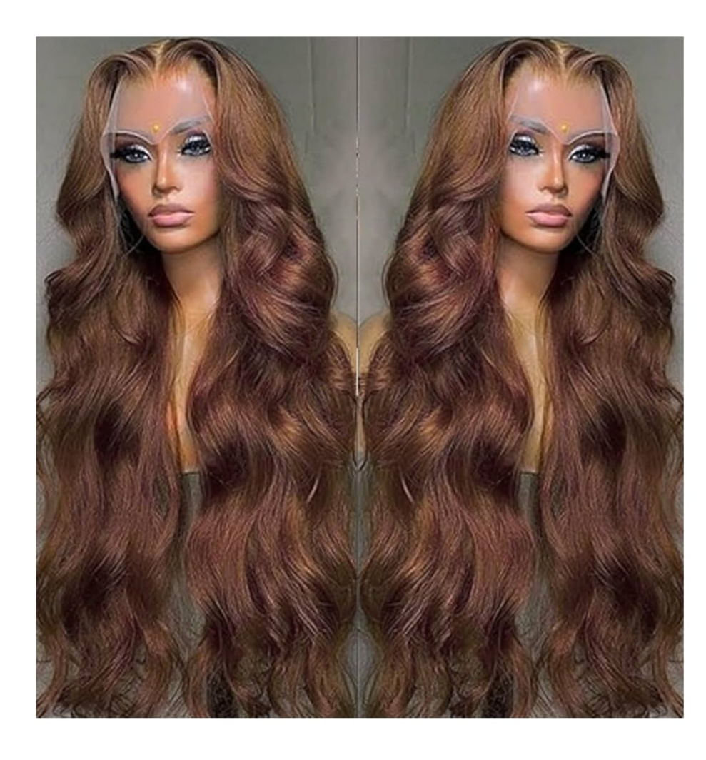 13x4 Chocolate Brown Lace Front Wigs Human Hair with Baby Hair 180 Density Body Wave Lace Frontal Wigs Pre Plucked Glueless Brown Wig 26 Inch