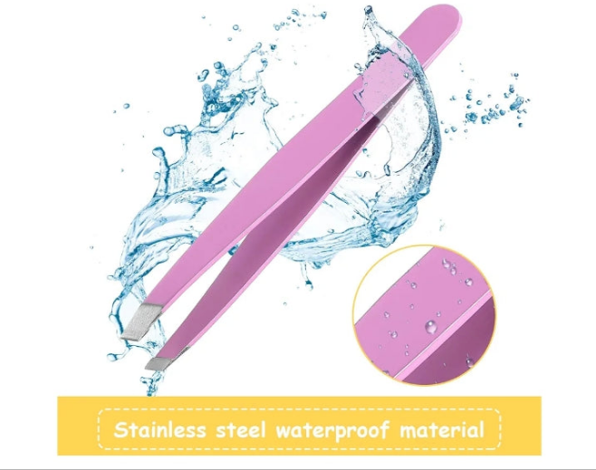 16 Pieces Slanted Tweezers, Eyebrow Slanted Tip Tweezers Precision Stainless Steel Eyebrow Tweezers for Eyebrows, Ingrown Hair, Facial Hair and Lash Extension (Orange, Purple, Blue, Yellow)