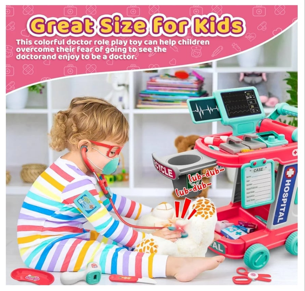 Doctor Kit for kids 3+ Medical Kit Toy Doctor Cart Stethoscope and Other Accessories Boy and Girl Fun Role Playing Game Toy Kids Pretend Play Girls Toys for 3+ There's 4 sets to choose from. Choose your set below.